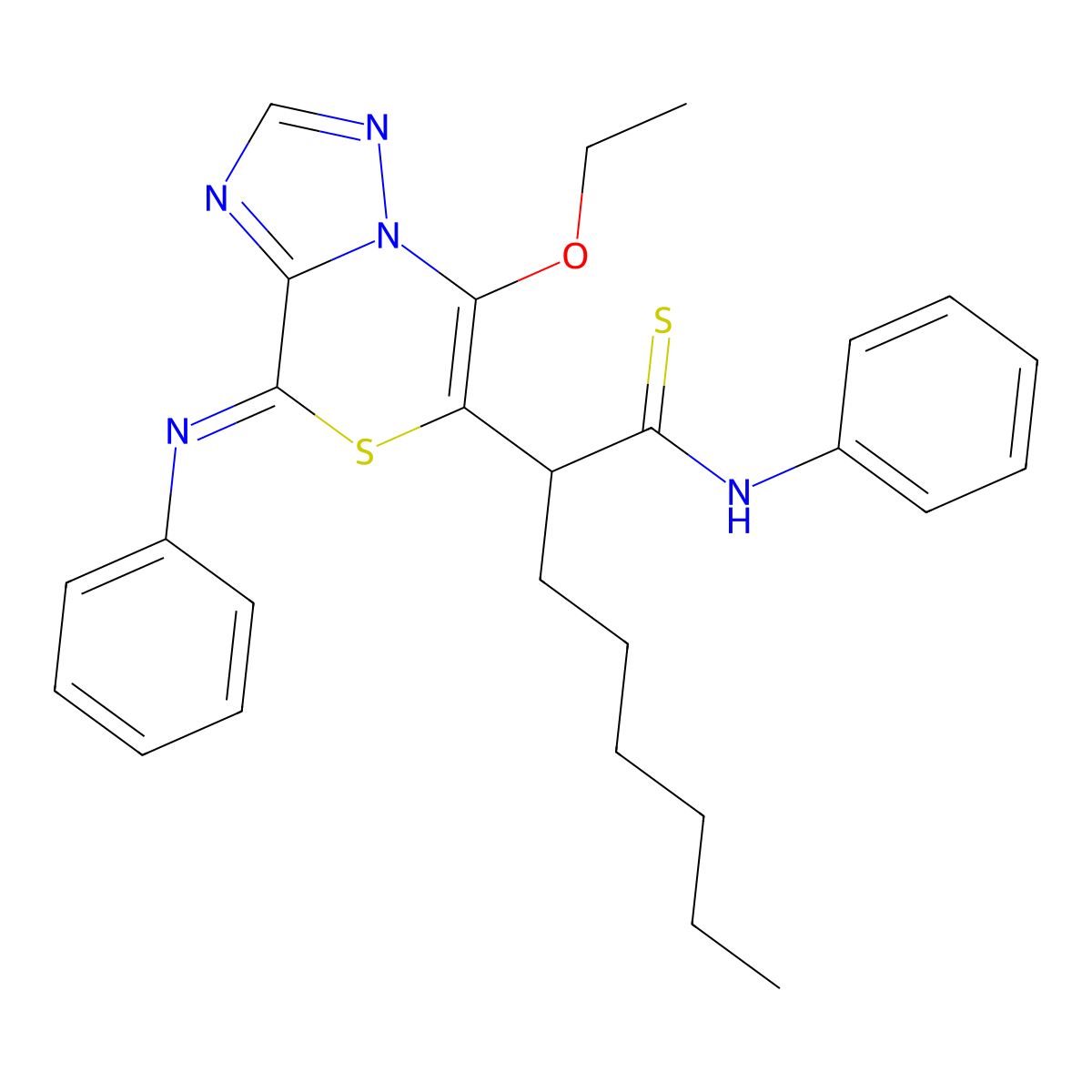 2-[(8Z)-5-Ethoxy-8-(phenylimino)-8H-[1,2,4]triazolo[3,2-c][1,4]thiazin-6-yl]-N-phenyloctanethioamide molecular structure, CAS 216169-17-4