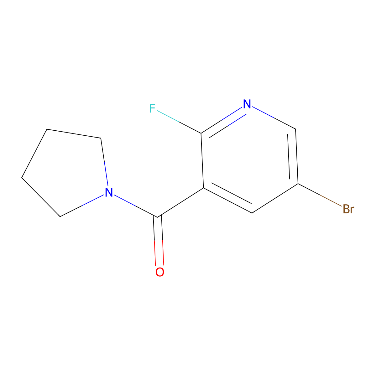 (5-Bromo-2-fluoropyridin-3-yl)(pyrrolidin-1-yl)methanone molecular structure, CAS 2161761-92-6