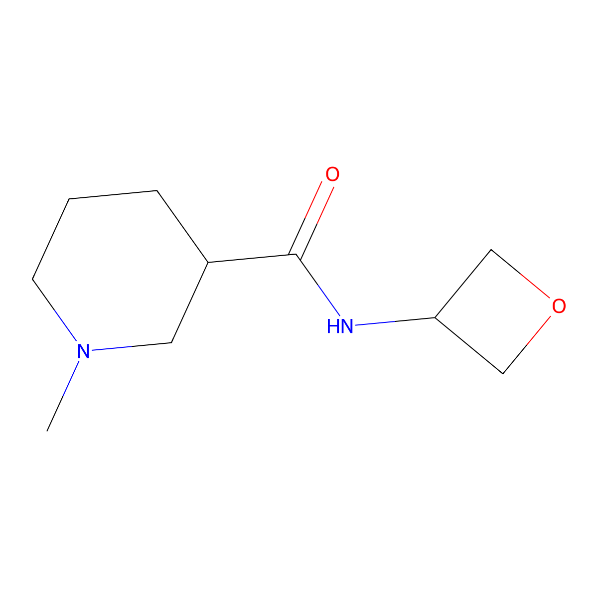 1-methyl-N-(oxetan-3-yl)piperidine-3-carboxamide molecular structure, CAS 2161867-09-8