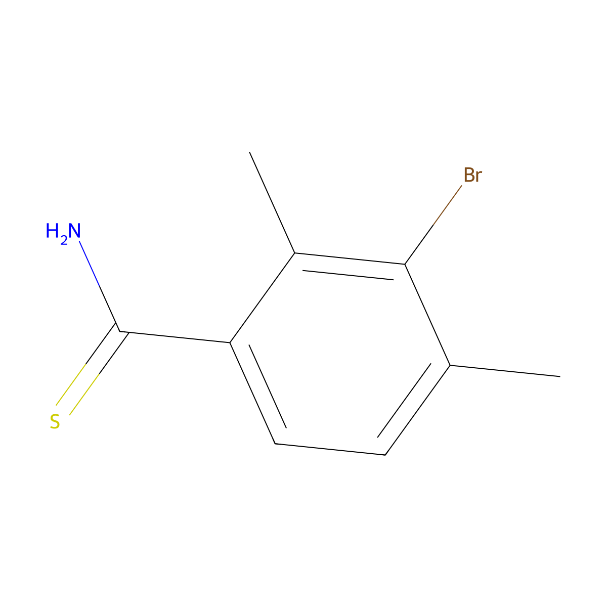 3-Bromo-2,4-dimethylbenzene-1-carbothioamide molecular structure, CAS 2161919-66-8