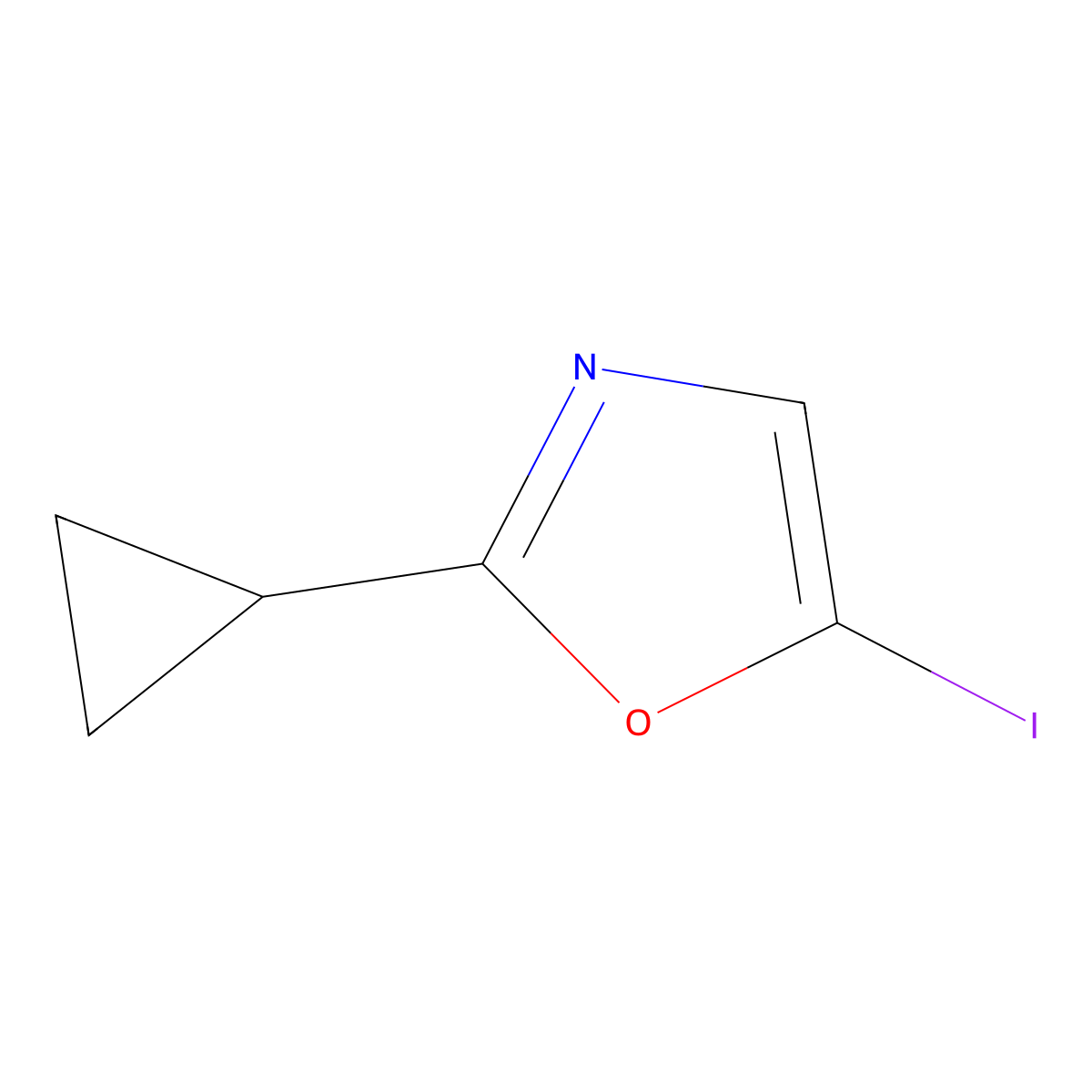 2-Cyclopropyl-5-iodo-1,3-oxazole molecular structure, CAS 2161940-92-5