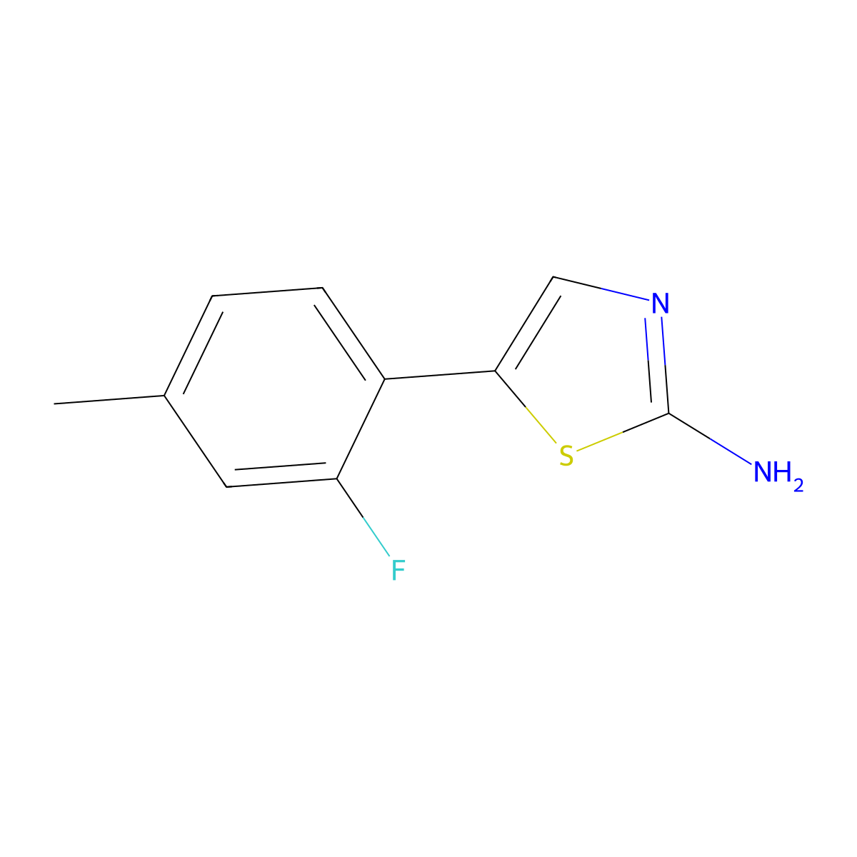 5-(2-Fluoro-4-methylphenyl)thiazol-2-amine molecular structure, CAS 2162037-57-0