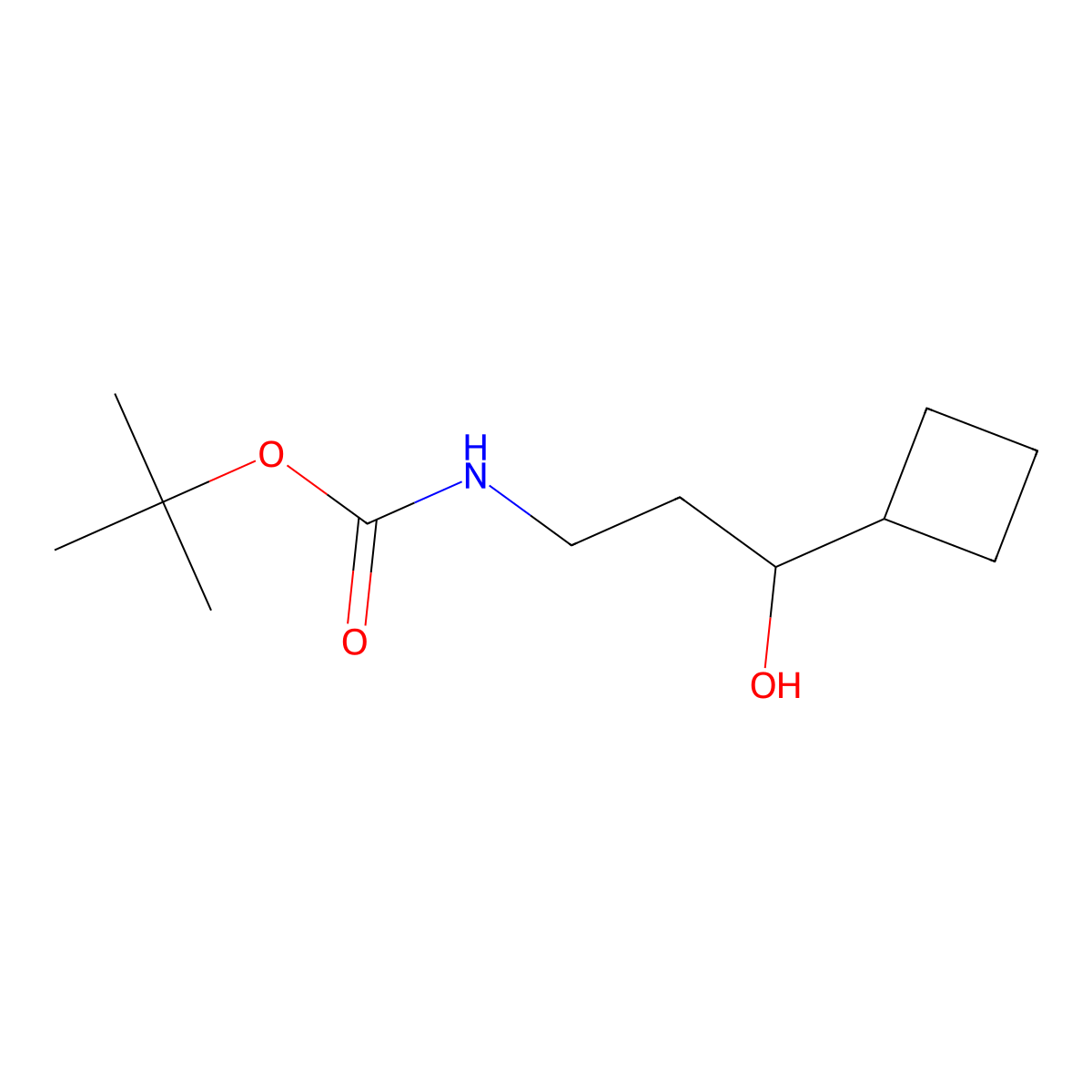 tert-butyl N-(3-cyclobutyl-3-hydroxypropyl)carbamate molecular structure, CAS 2162059-27-8