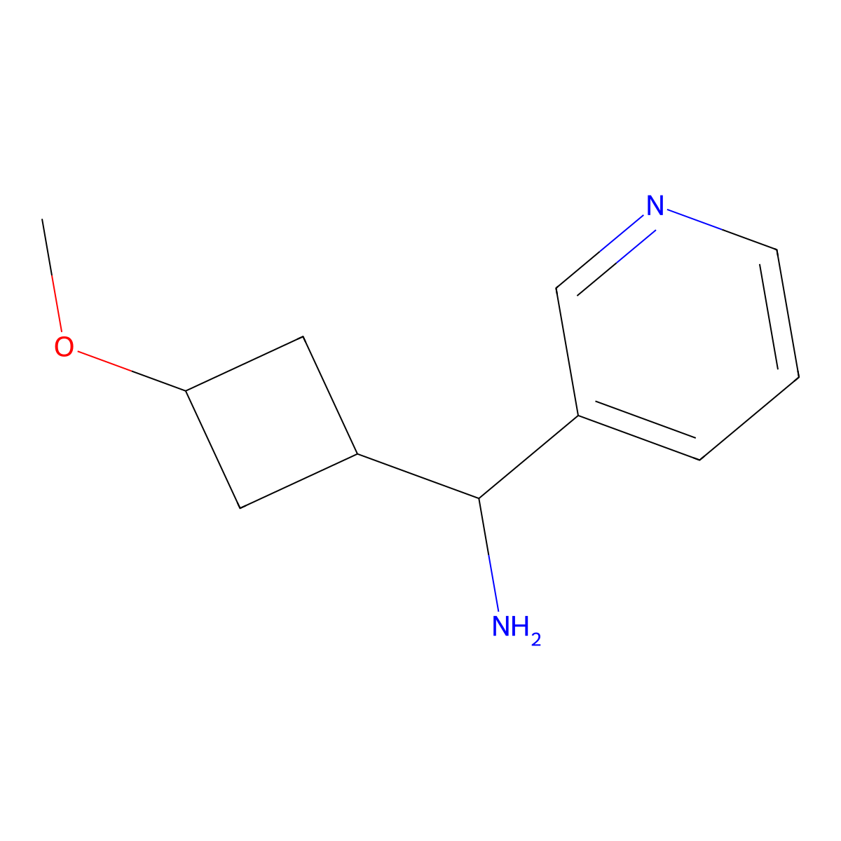 1-(3-Methoxycyclobutyl)-1-(pyridin-3-yl)methanamine molecular structure, CAS 2162060-60-6