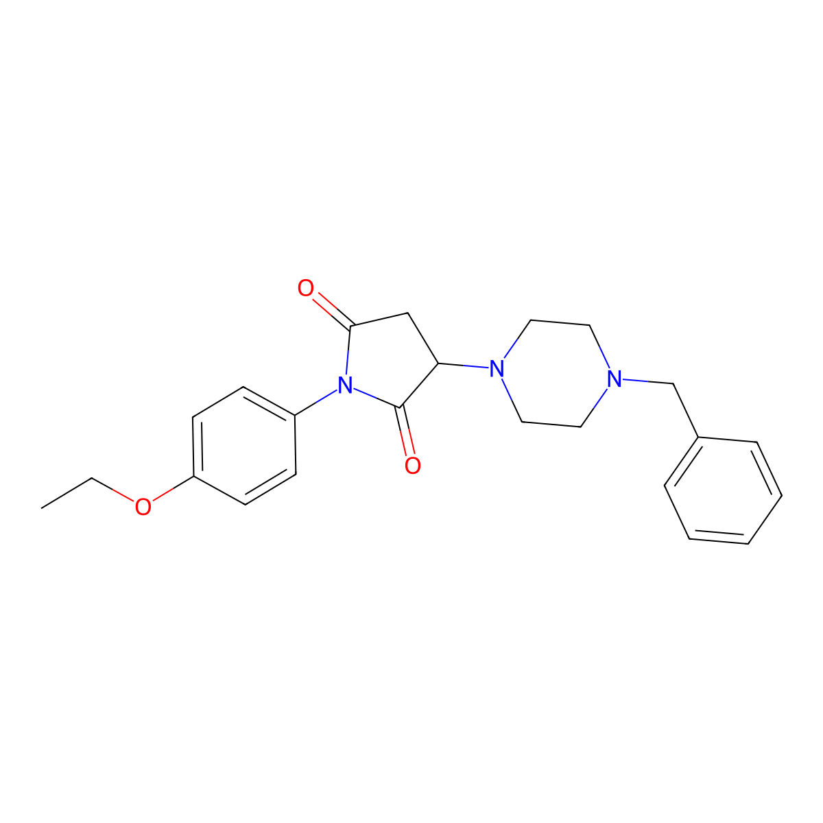 3-(4-Benzylpiperazin-1-yl)-1-(4-ethoxyphenyl)pyrrolidine-2,5-dione molecular structure, CAS 21621-48-7