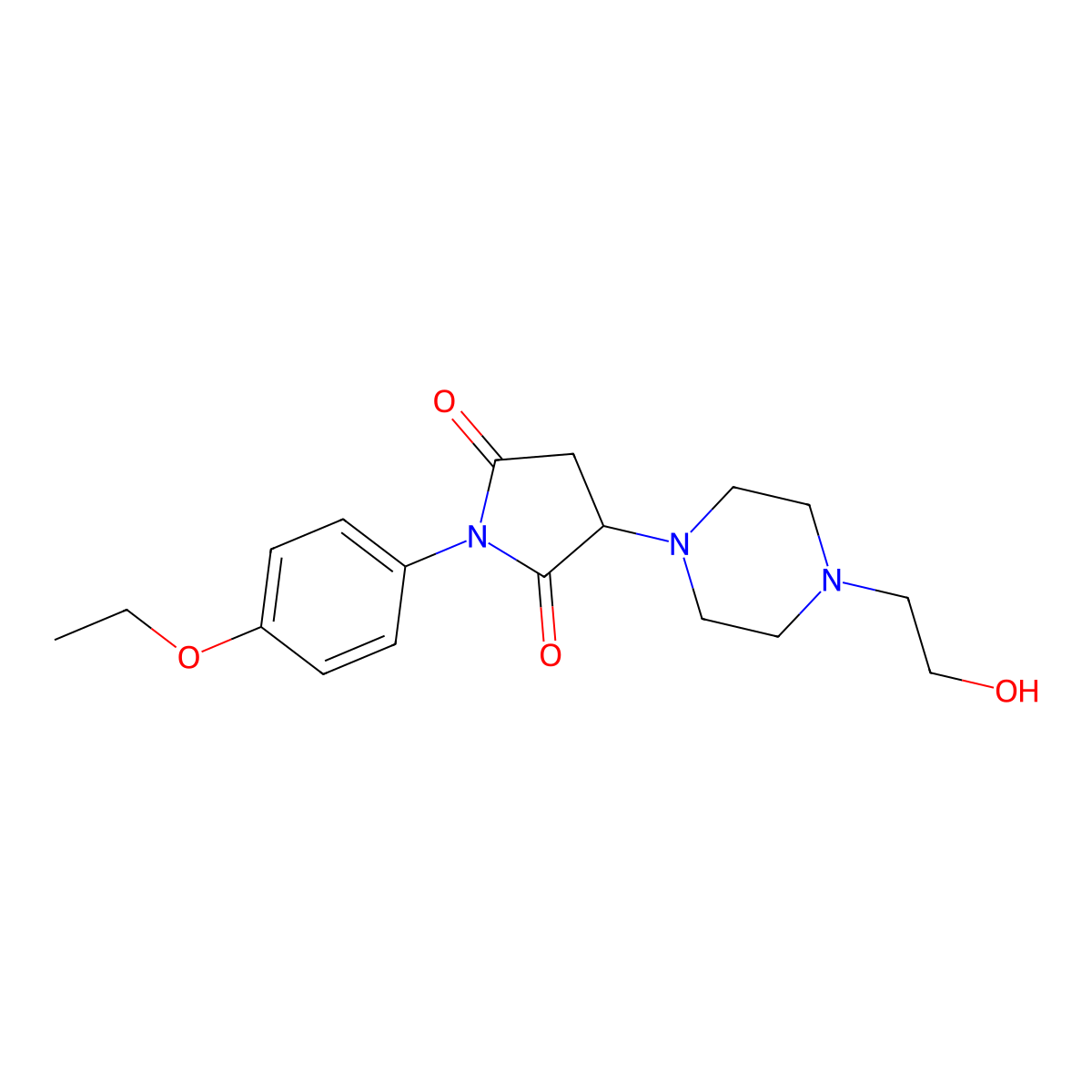1-(4-Ethoxyphenyl)-3-[4-(2-hydroxyethyl)piperazin-1-yl]pyrrolidine-2,5-dione molecular structure, CAS 21621-50-1