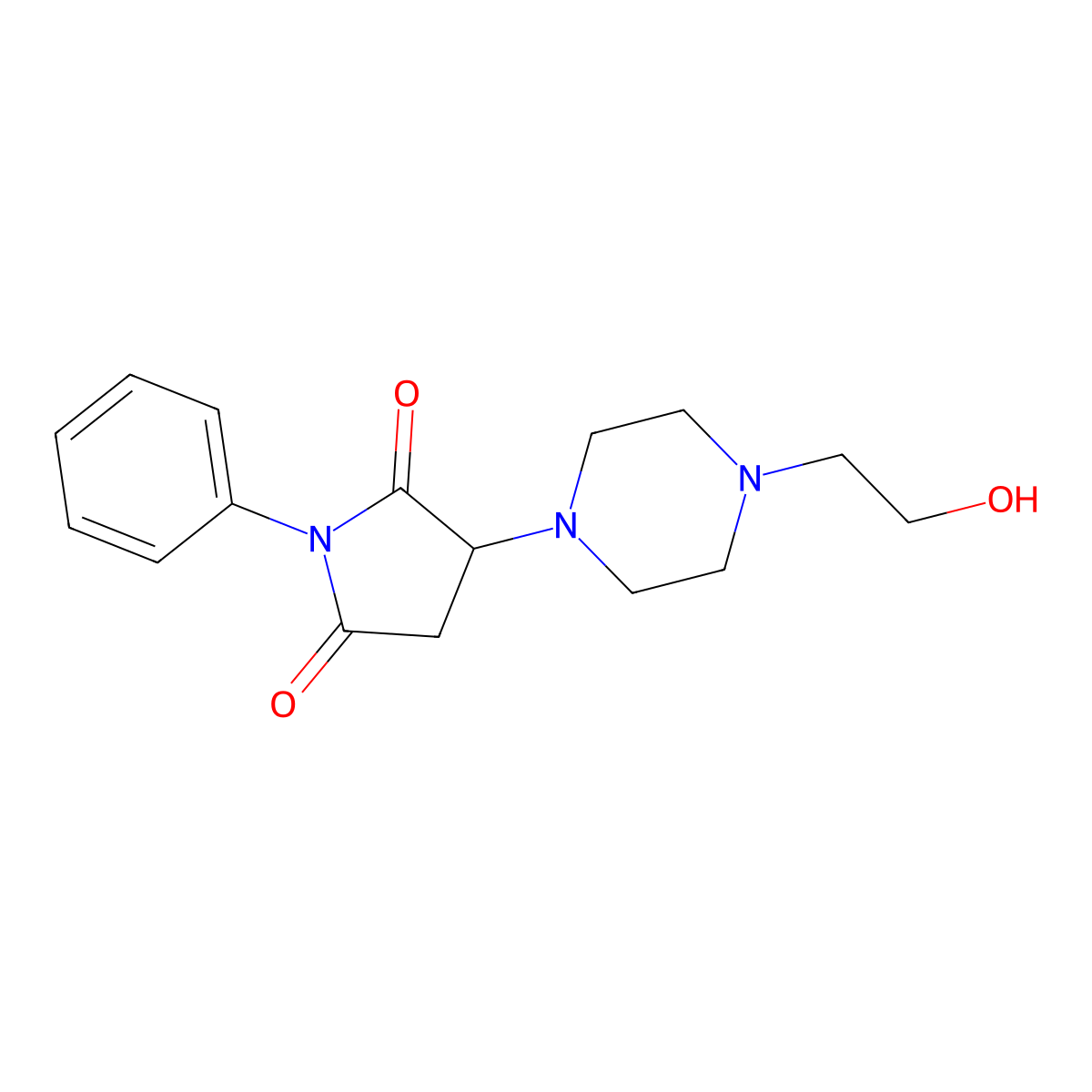3-[4-(2-Hydroxyethyl)piperazin-1-yl]-1-phenylpyrrolidine-2,5-dione molecular structure, CAS 21621-58-9
