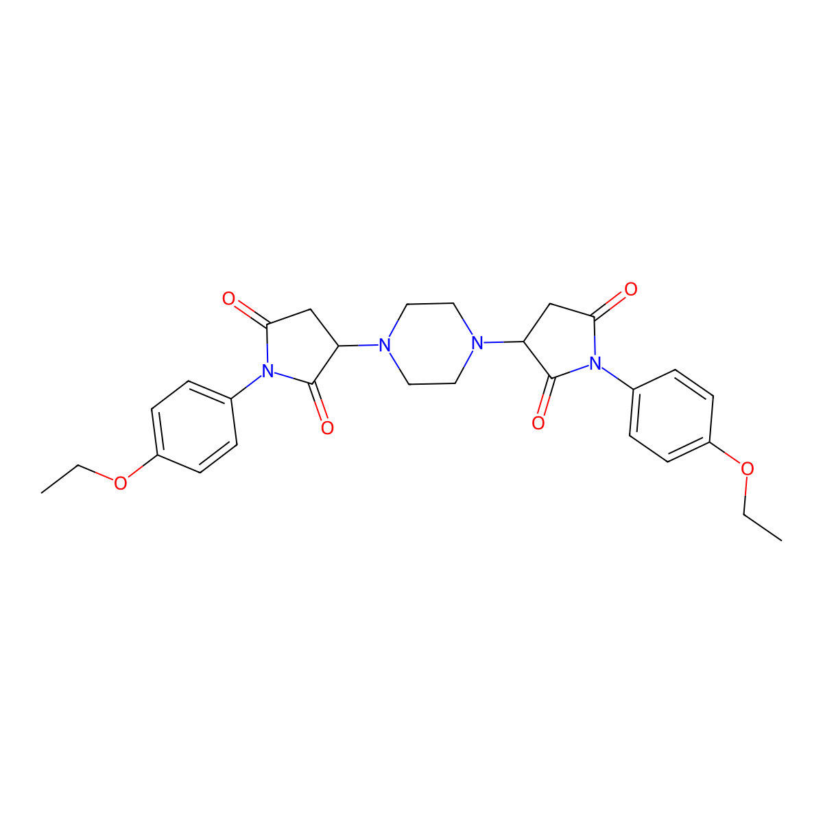 1-(4-Ethoxyphenyl)-3-[4-[1-(4-ethoxyphenyl)-2,5-dioxopyrrolidin-3-yl]piperazin-1-yl]pyrrolidine-2,5-dione molecular structure, CAS 21621-72-7