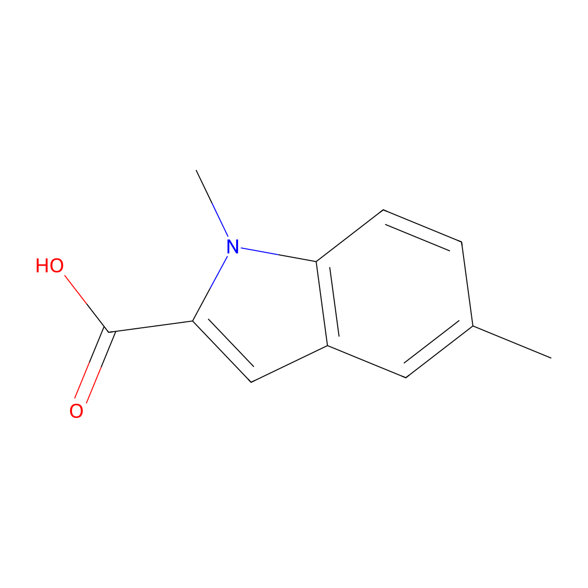 1,5-Dimethyl-1H-indole-2-carboxylic acid molecular structure, CAS 216210-59-2