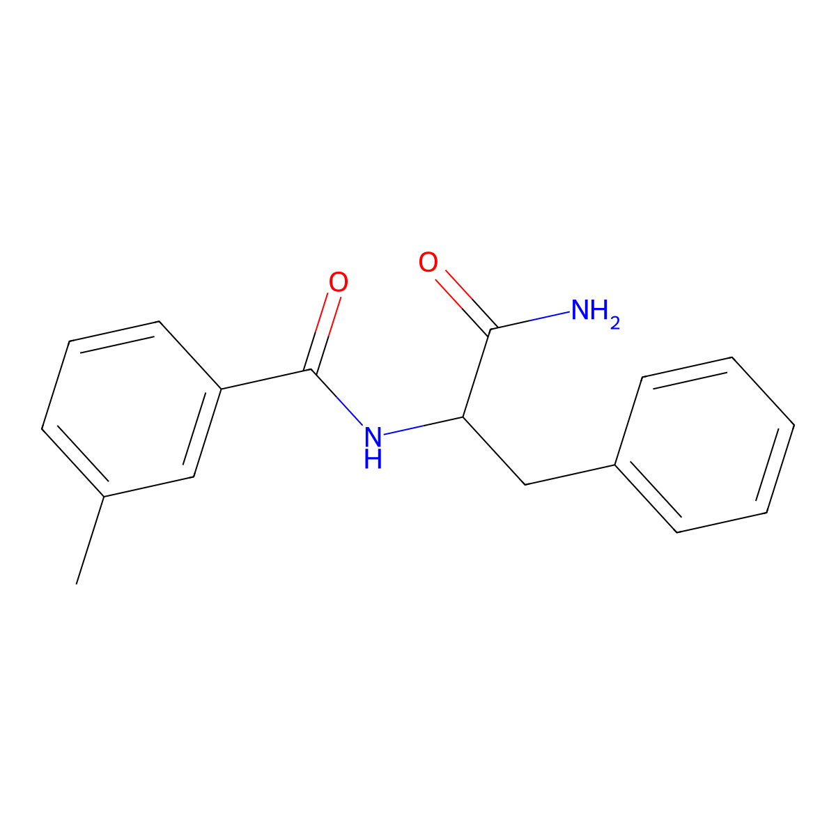 N-(1-amino-1-oxo-3-phenylpropan-2-yl)-3-methylbenzamide molecular structure, CAS 216211-19-7