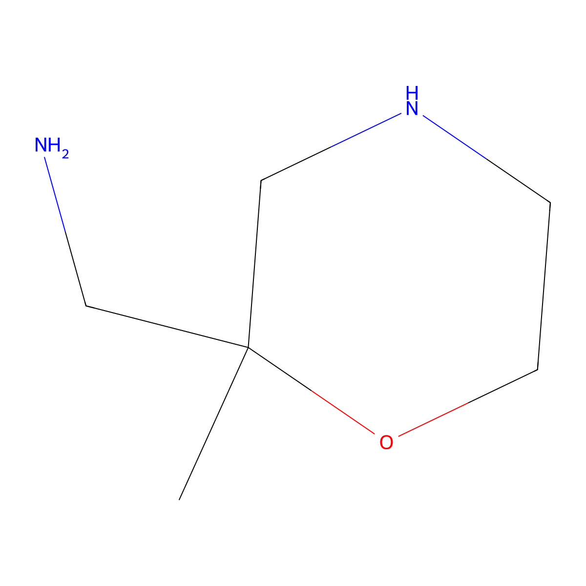(2-Methylmorpholin-2-yl)methanamine molecular structure, CAS 2162114-35-2