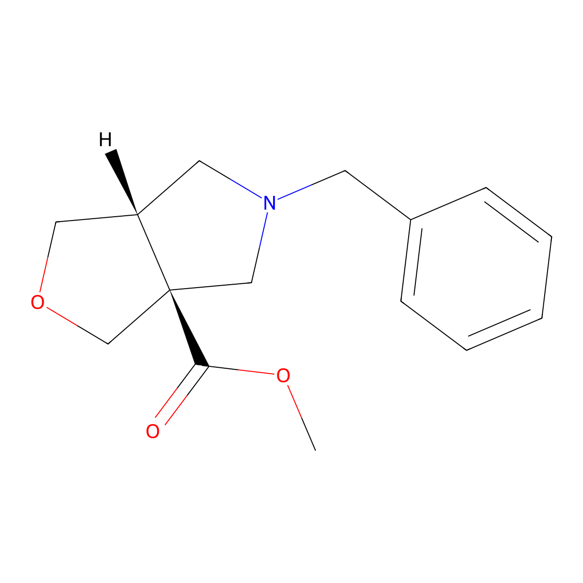 Methyl cis-5-benzyl-3,4,6,6A-tetrahydro-1H-furo[3,4-C]pyrrole-3A-carboxylate molecular structure, CAS 2162117-49-7