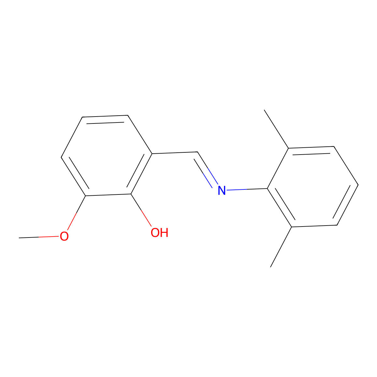 2-{(E)-[(2,6-dimethylphenyl)imino]methyl}-6-methoxyphenol molecular structure, CAS 2162120-39-8