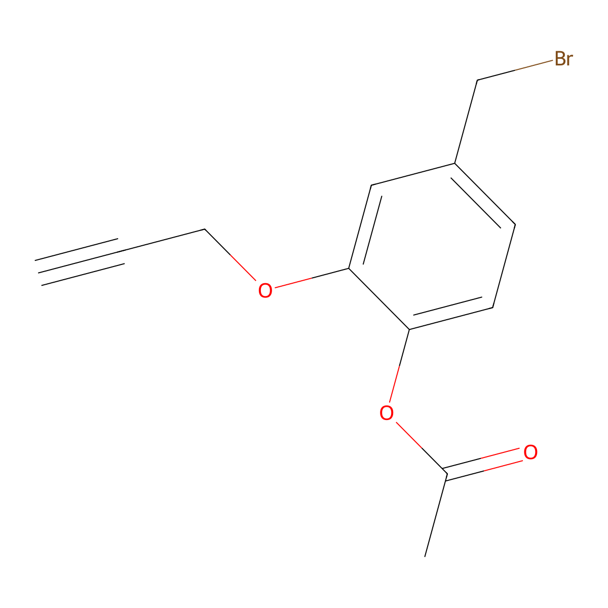 4-(Bromomethyl)-2-(prop-2-yn-1-yloxy)phenyl acetate molecular structure, CAS 2162169-66-4