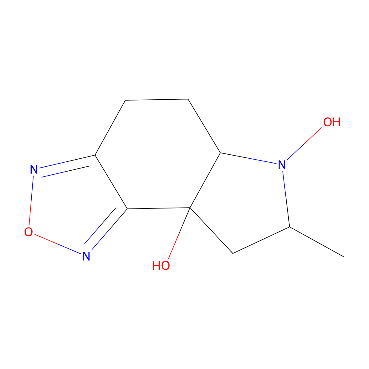 7-methyl-5,5a,7,8-tetrahydro-4H-[1,2,5]oxadiazolo[3,4-e]indole-6,8a-diol molecular structure, CAS 216218-95-0