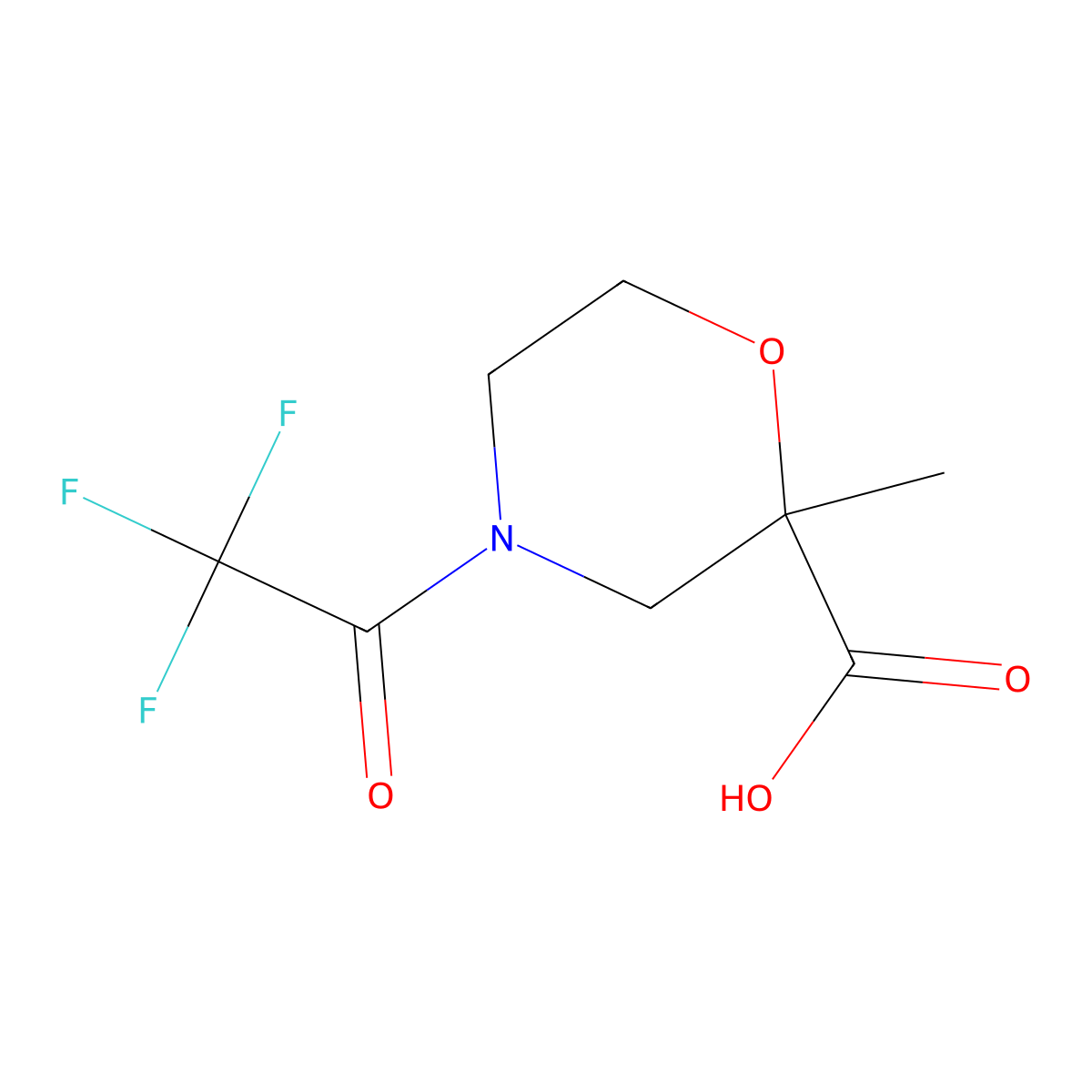 2-Methyl-4-(trifluoroacetyl)morpholine-2-carboxylic acid molecular structure, CAS 2162183-27-7