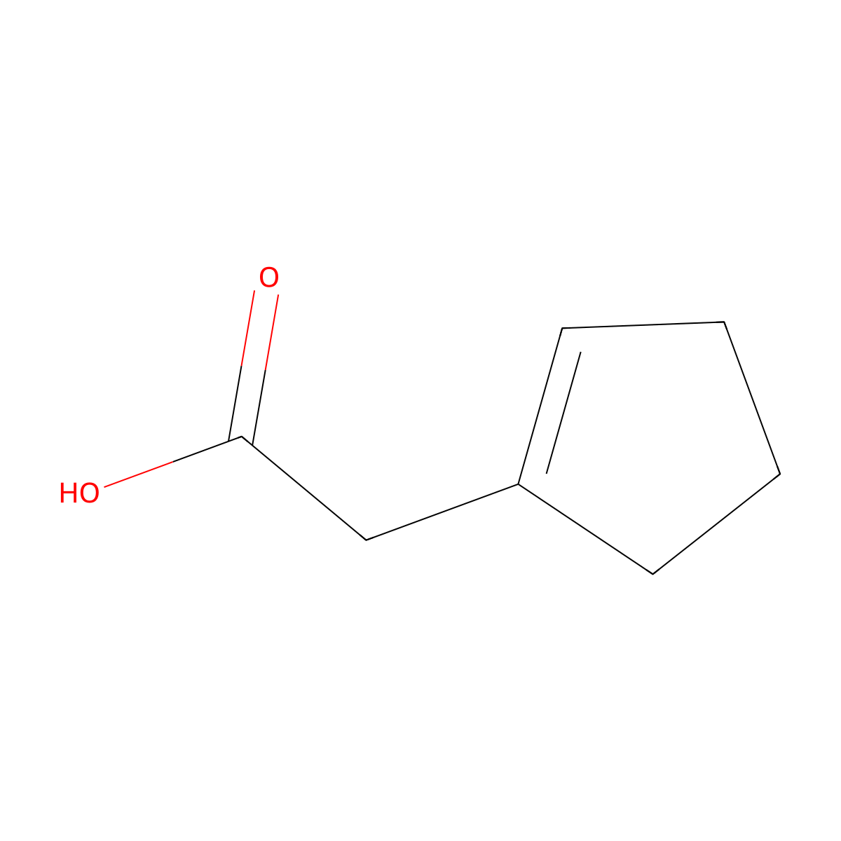 1-Cyclopentene-1-acetic acid molecular structure, CAS 21622-08-2