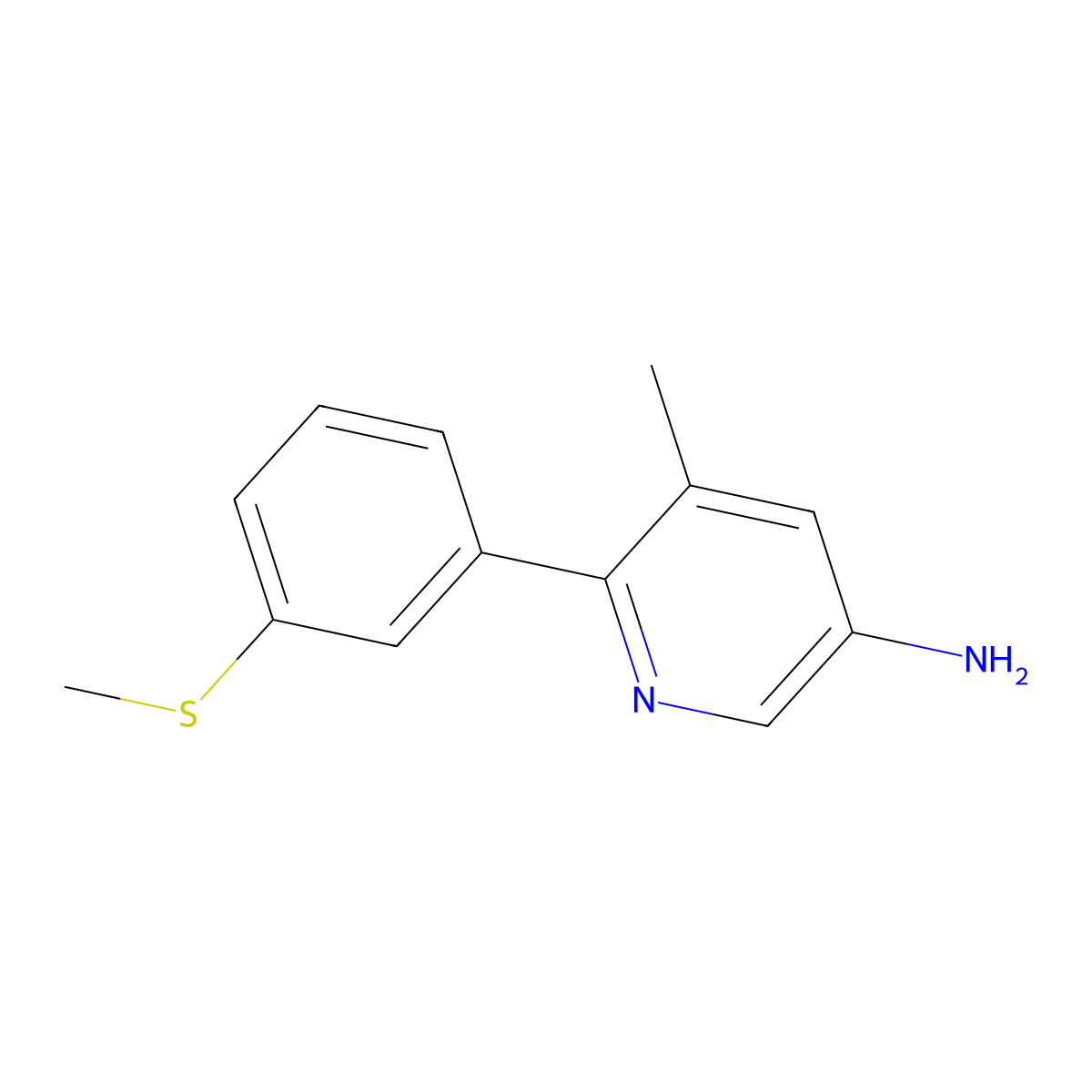 5-Methyl-6-(3-(methylthio)phenyl)pyridin-3-amine molecular structure, CAS 2162219-78-3