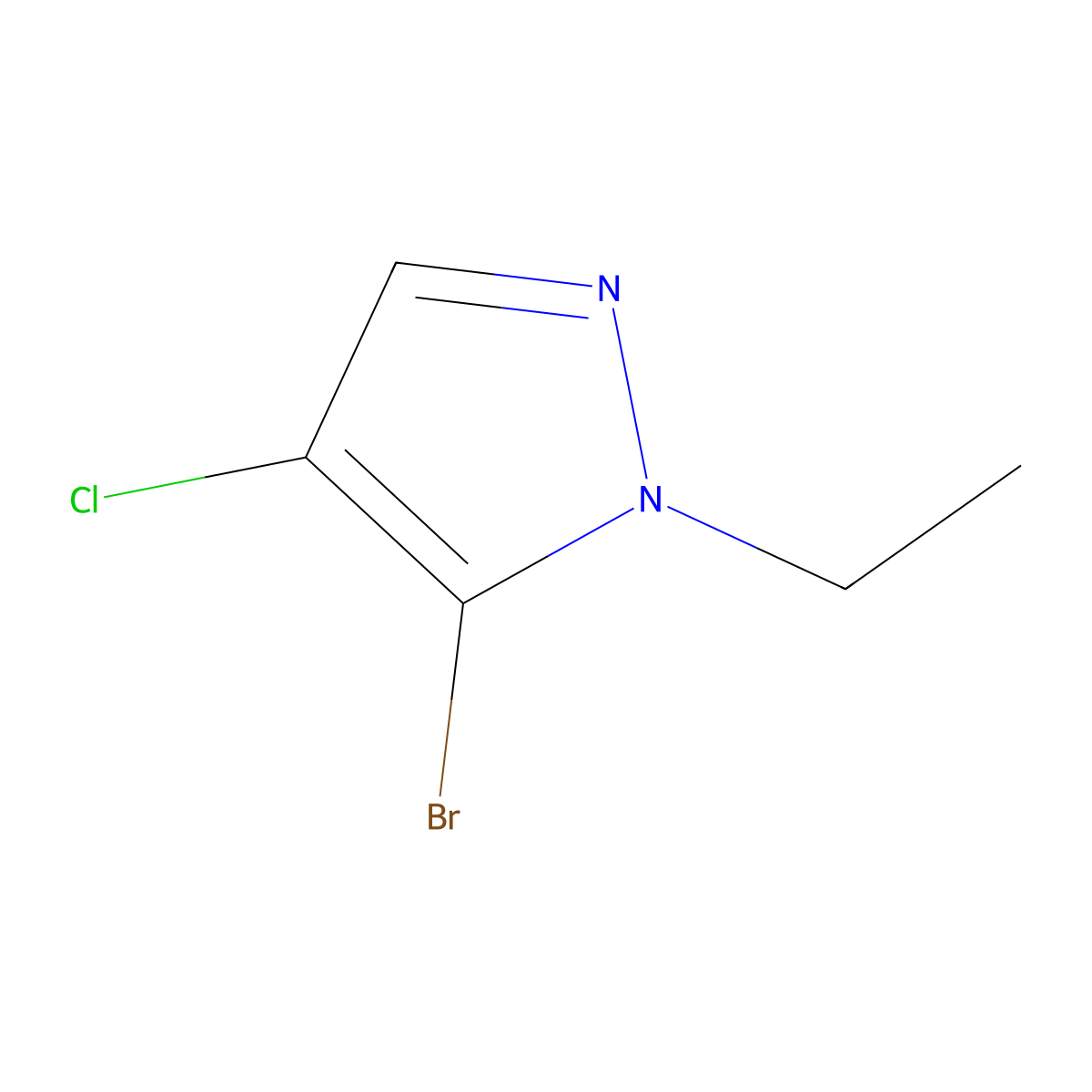 5-Bromo-4-chloro-1-ethyl-1H-pyrazole molecular structure, CAS 2162236-23-7