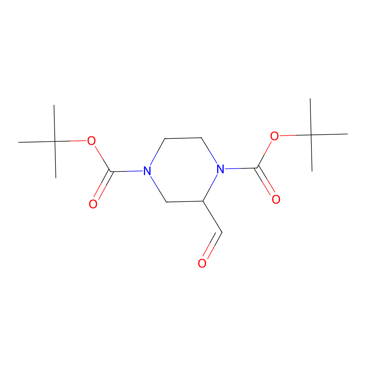 1,4-Di-tert-butyl 2-formylpiperazine-1,4-dicarboxylate molecular structure, CAS 216228-85-2