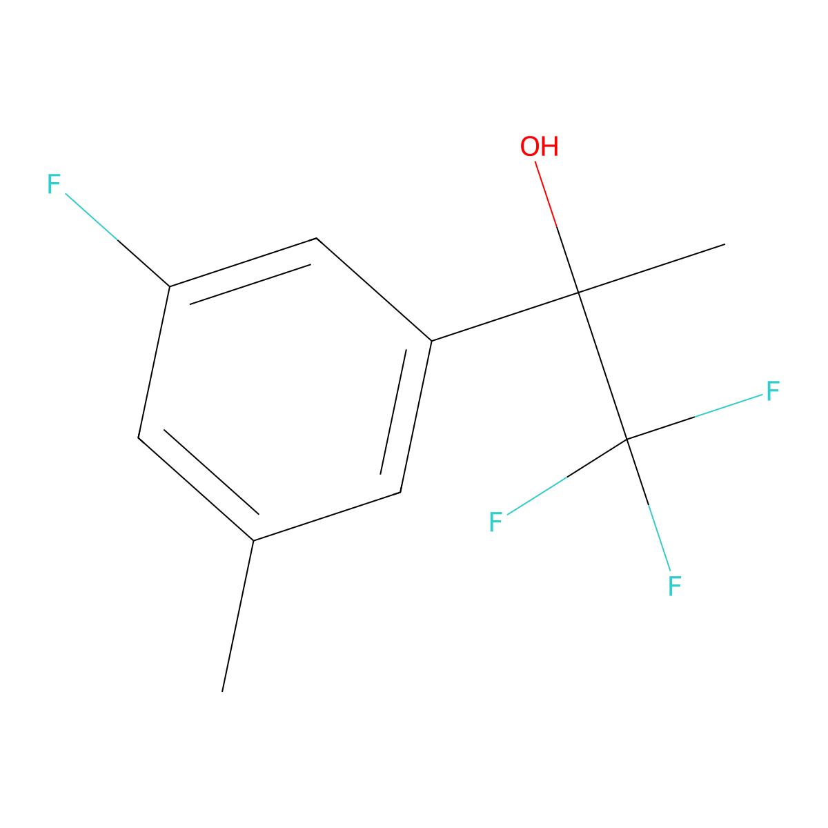 1,1,1-Trifluoro-2-(3-fluoro-5-methylphenyl)propan-2-ol molecular structure, CAS 2162285-96-1