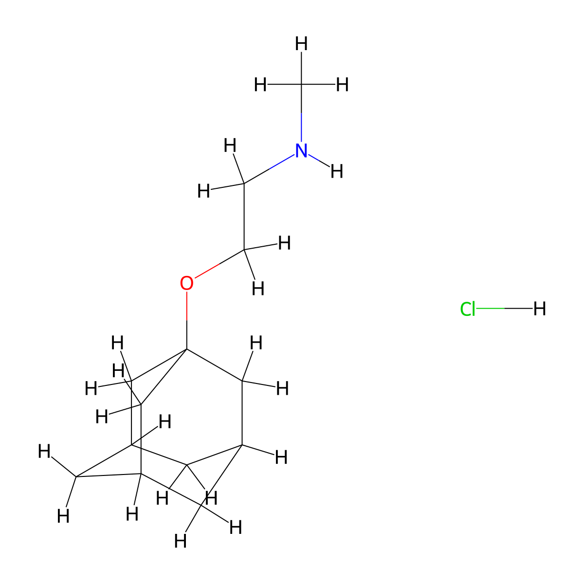 2-(1-adamantyloxy)-N-methylethanamine;hydrochloride molecular structure, CAS 21623-96-1