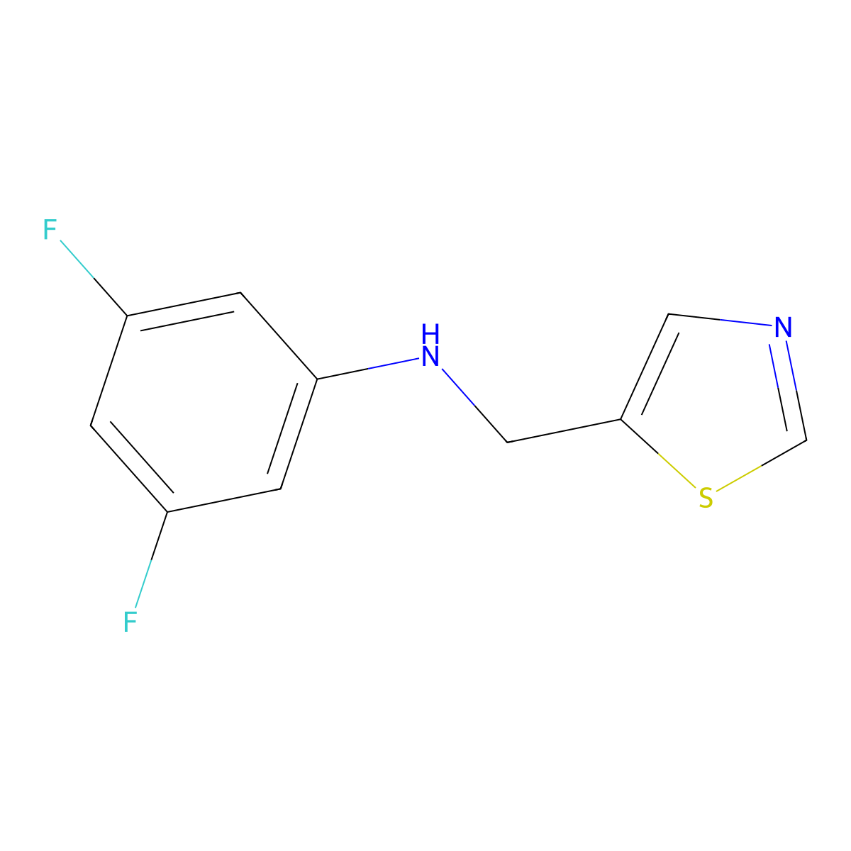 3,5-difluoro-N-[(1,3-thiazol-5-yl)methyl]aniline molecular structure, CAS 216238-97-0