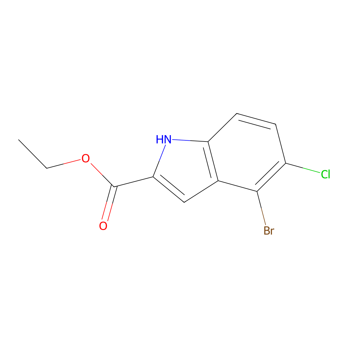 ethyl 4-bromo-5-chloro-1H-indole-2-carboxylate molecular structure, CAS 2162414-76-6