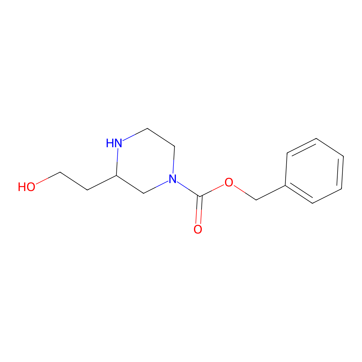 Benzyl 3-(2-hydroxyethyl)piperazine-1-carboxylate molecular structure, CAS 2162438-42-6