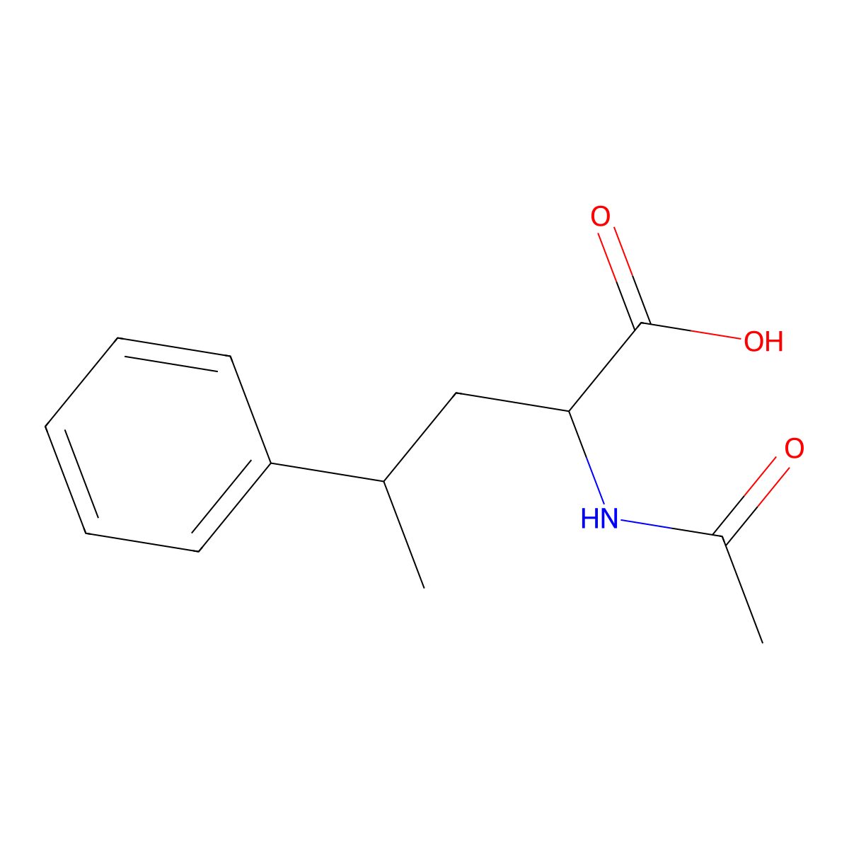 2-Acetamido-4-phenylpentanoic acid molecular structure, CAS 216252-37-8