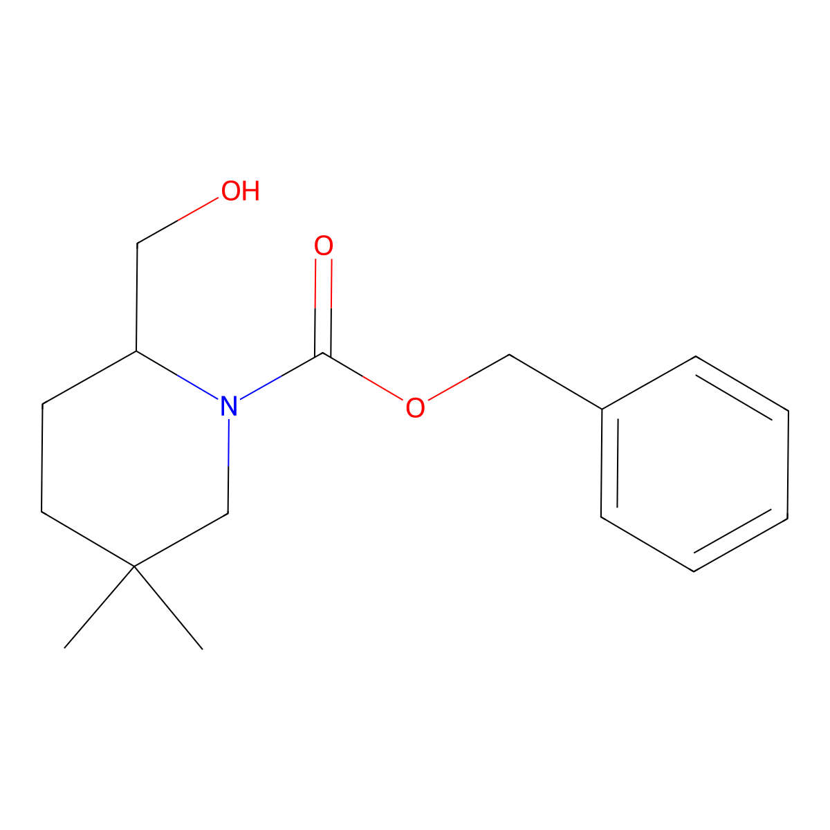 Benzyl 2-(hydroxymethyl)-5,5-dimethylpiperidine-1-carboxylate molecular structure, CAS 2162538-27-2