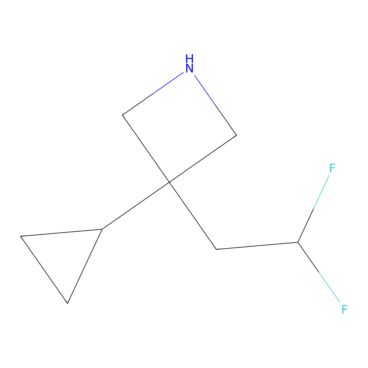 3-Cyclopropyl-3-(2,2-difluoroethyl)azetidine molecular structure, CAS 2162538-51-2