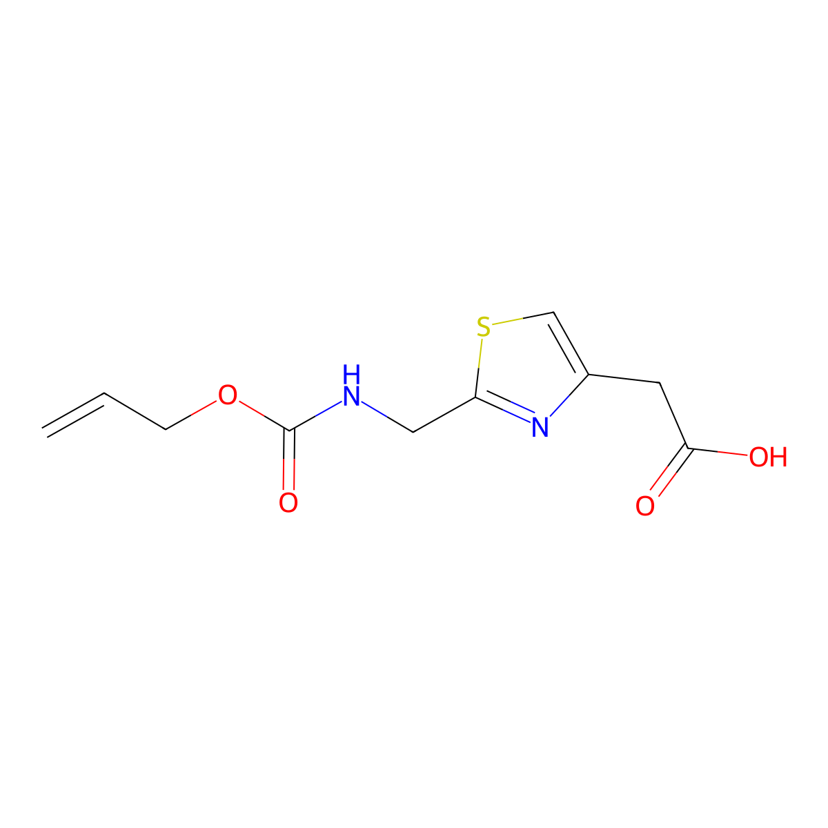 2-[2-({[(Prop-2-en-1-yloxy)carbonyl]amino}methyl)-1,3-thiazol-4-yl]acetic acid molecular structure, CAS 2162539-56-0