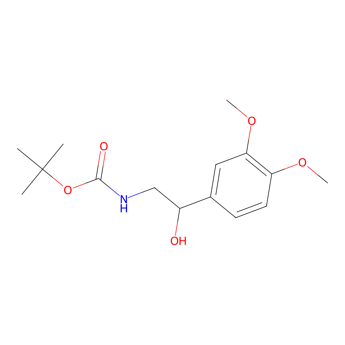tert-butyl N-[2-(3,4-dimethoxyphenyl)-2-hydroxyethyl]carbamate molecular structure, CAS 2162617-43-6