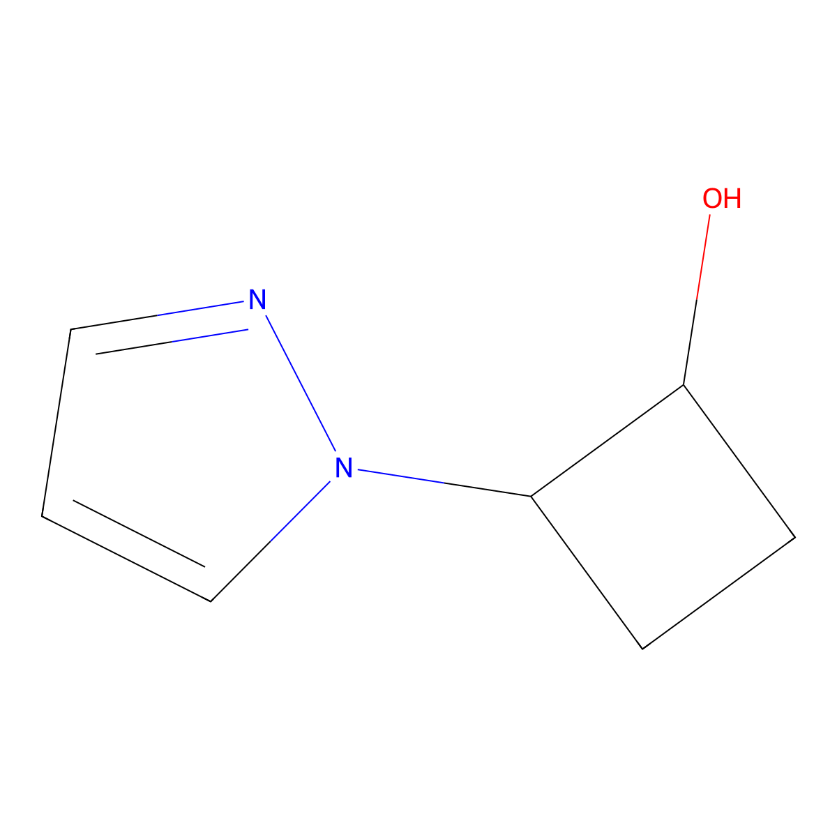 2-(1H-pyrazol-1-yl)cyclobutan-1-ol molecular structure, CAS 2162660-20-8