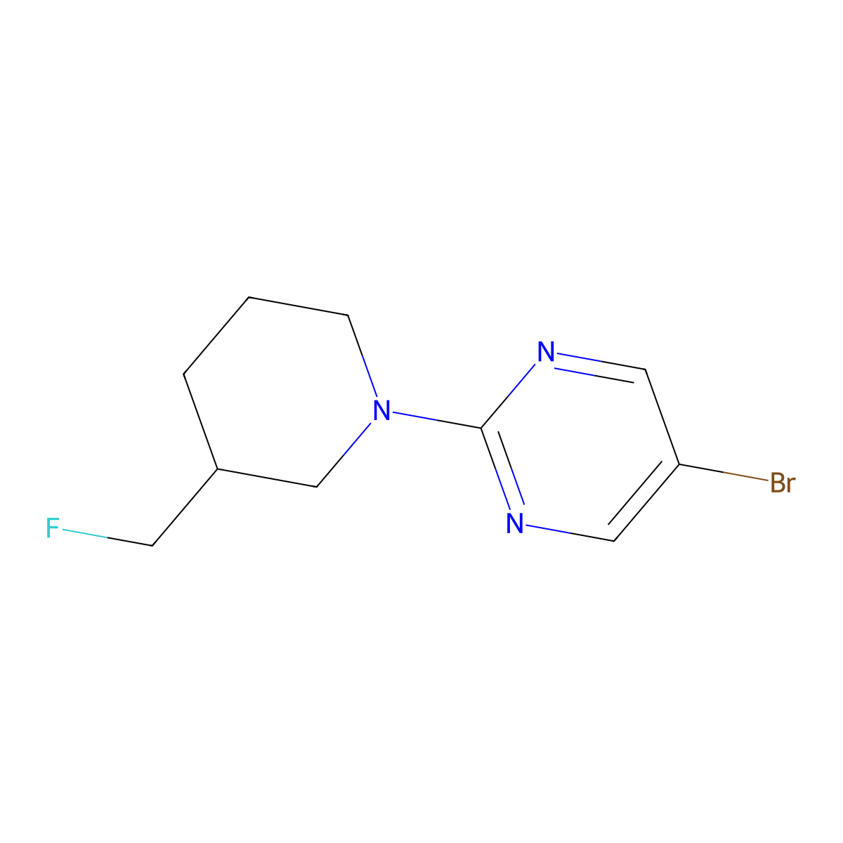 5-Bromo-2-[3-(fluoromethyl)piperidin-1-yl]pyrimidine molecular structure, CAS 2162699-57-0