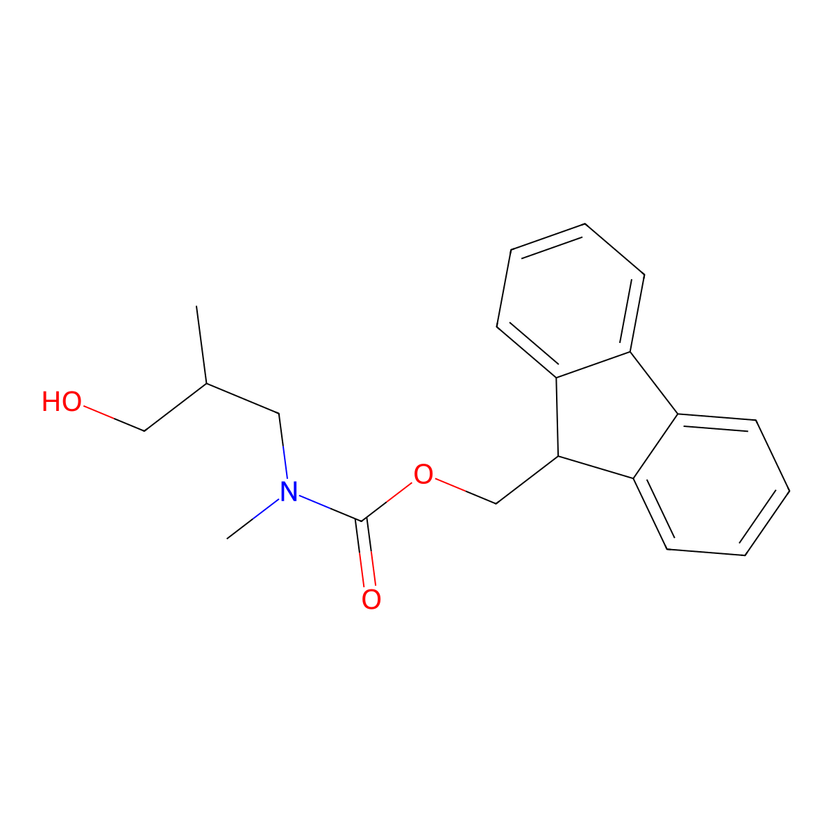 (9H-fluoren-9-yl)methyl N-(3-hydroxy-2-methylpropyl)-N-methylcarbamate molecular structure, CAS 2162750-42-5