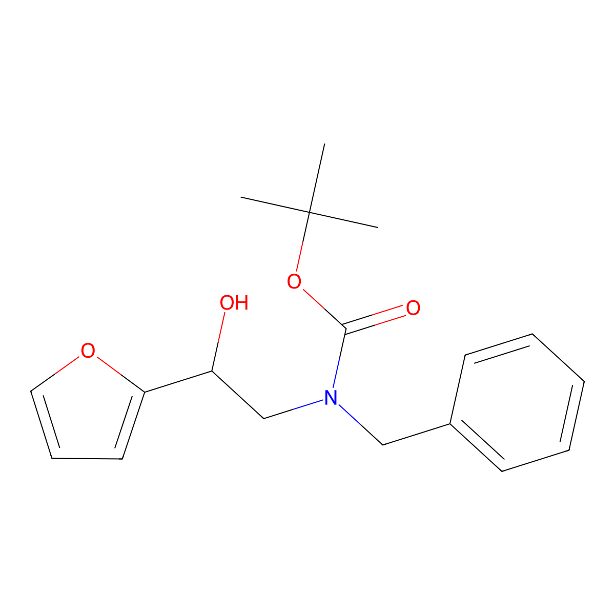 tert-butyl N-benzyl-N-[2-(furan-2-yl)-2-hydroxyethyl]carbamate molecular structure, CAS 2162773-45-5
