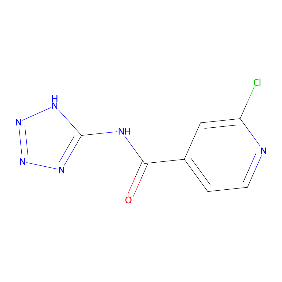2-chloro-N-(1H-1,2,3,4-tetrazol-5-yl)pyridine-4-carboxamide molecular structure, CAS 2162779-38-4