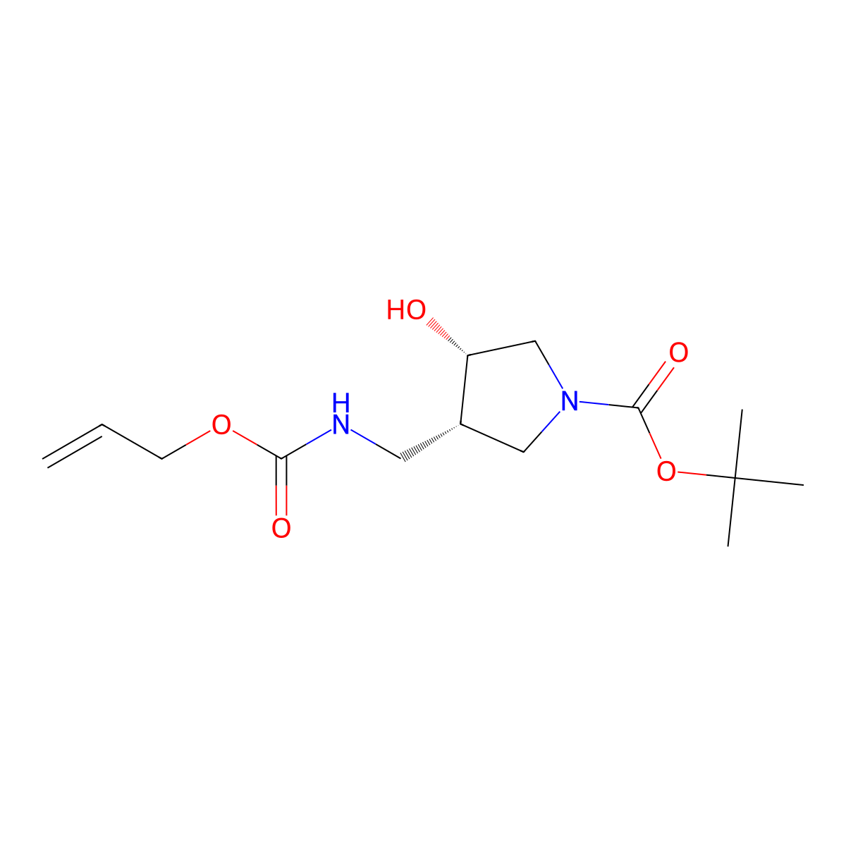 rac-tert-butyl (3R,4R)-3-hydroxy-4-({[(prop-2-en-1-yloxy)carbonyl]amino}methyl)pyrrolidine-1-carboxylate molecular structure, CAS 2162797-07-9