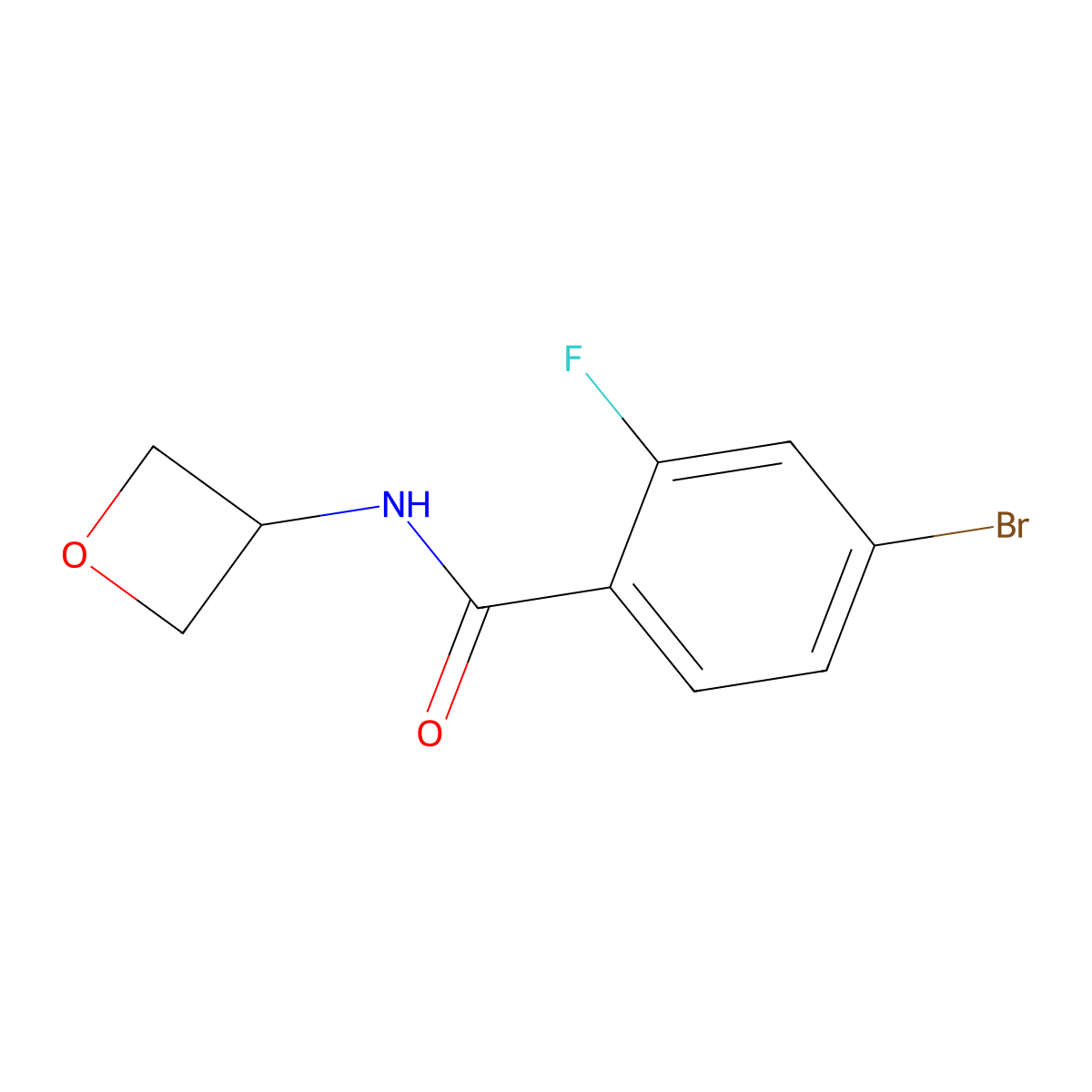 4-bromo-2-fluoro-N-(oxetan-3-yl)benzamide molecular structure, CAS 2162818-52-0