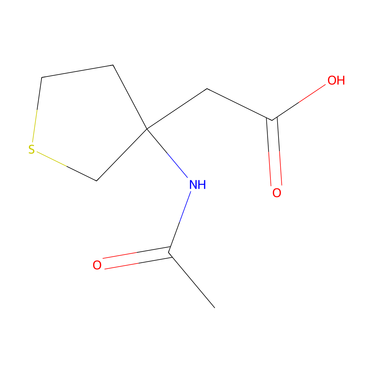 2-(3-Acetamidothiolan-3-yl)acetic acid molecular structure, CAS 2162842-69-3