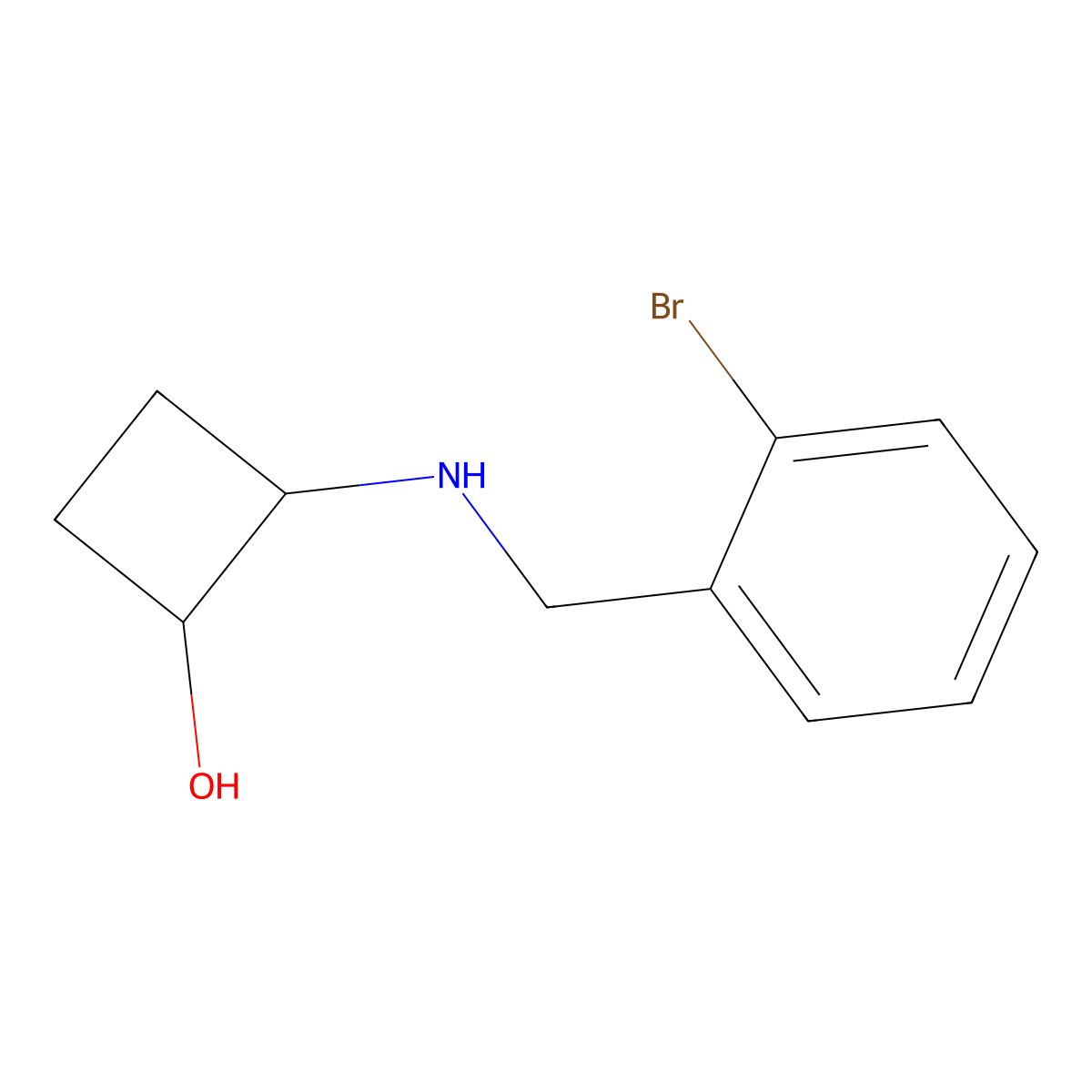 2-{[(2-Bromophenyl)methyl]amino}cyclobutan-1-ol molecular structure, CAS 2162891-91-8