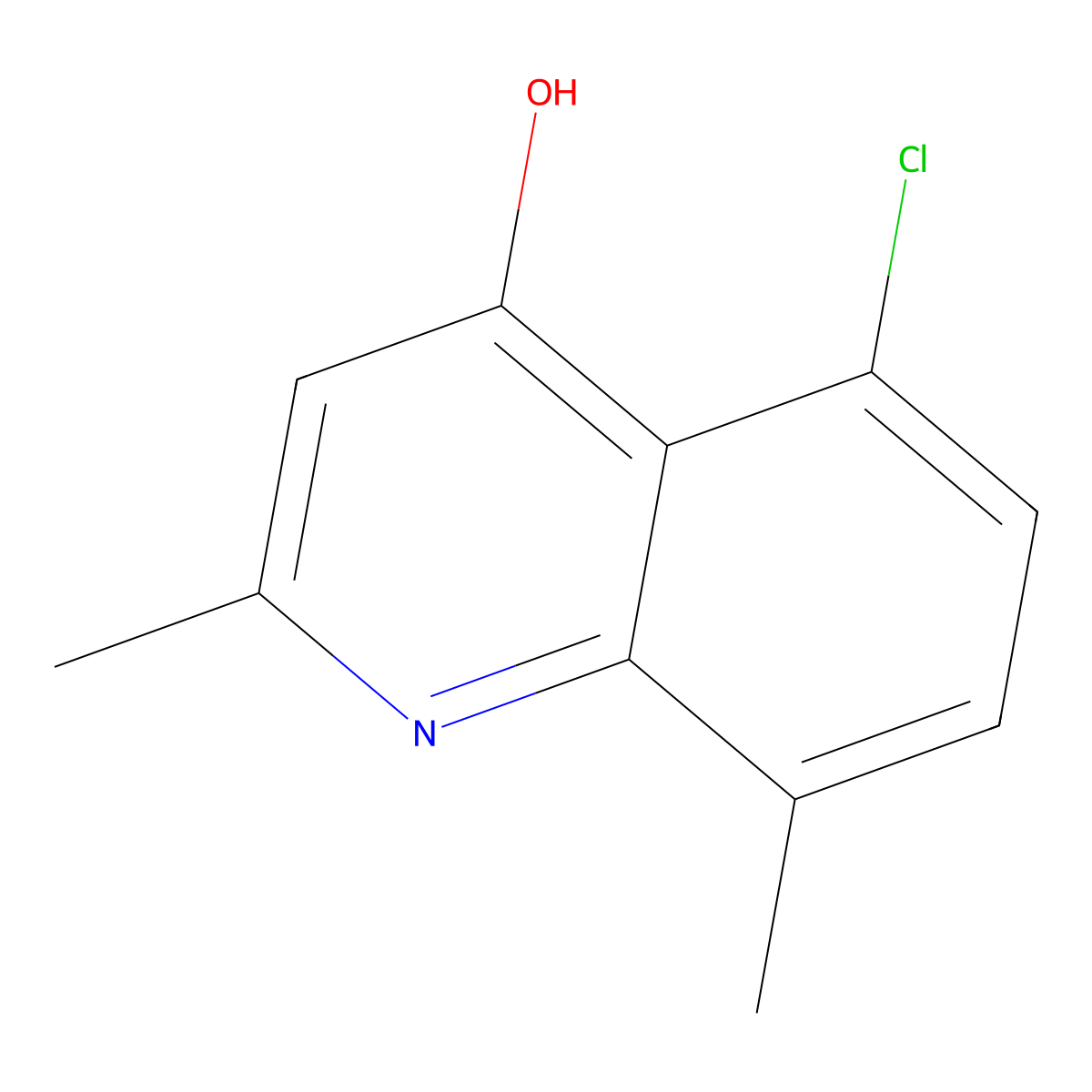 5-Chloro-4-hydroxy-8-methylquinaldine molecular structure, CAS 21629-50-5