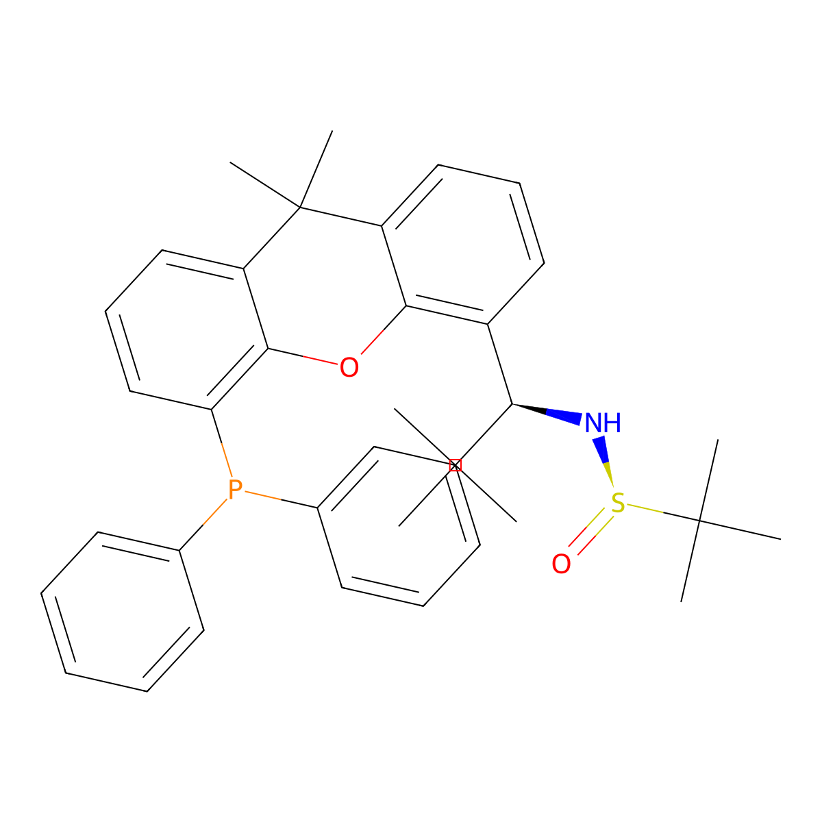 (R)-N-((S)-1-(5-(Diphenylphosphanyl) -9,9-dimethyl-9H-xanthen-4-yl)-2,2-dimethylpropyl)-2-methylpropane-2-sulfinamide molecular structure, CAS 2162939-89-9