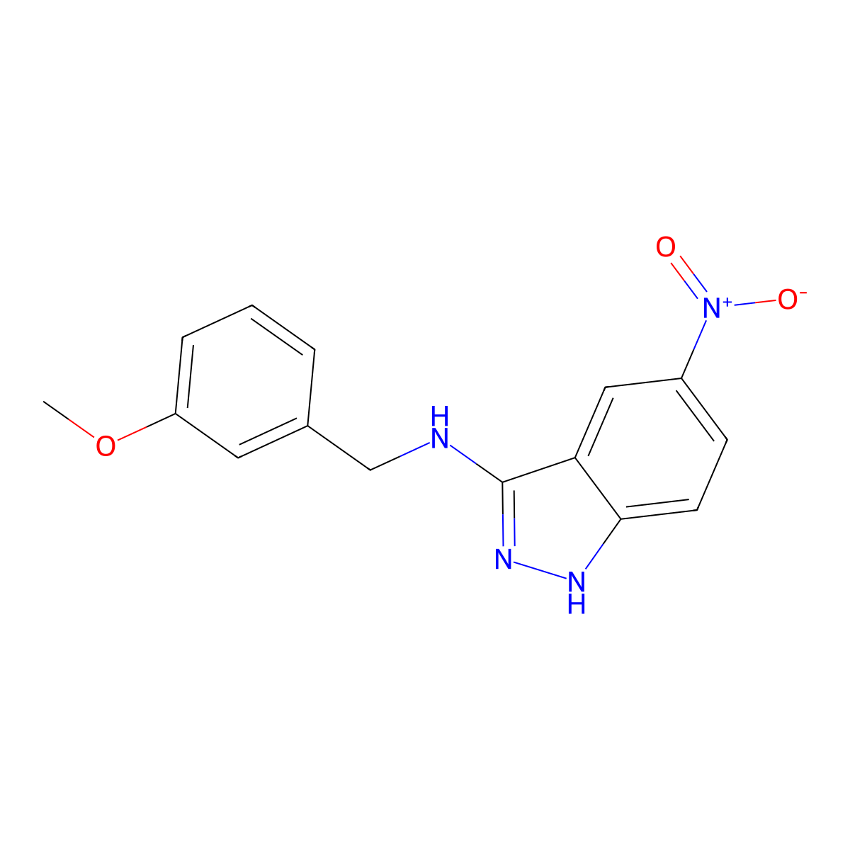 N-(3-methoxybenzyl)-5-nitro-1H-indazol-3-amine molecular structure, CAS 2162958-62-3