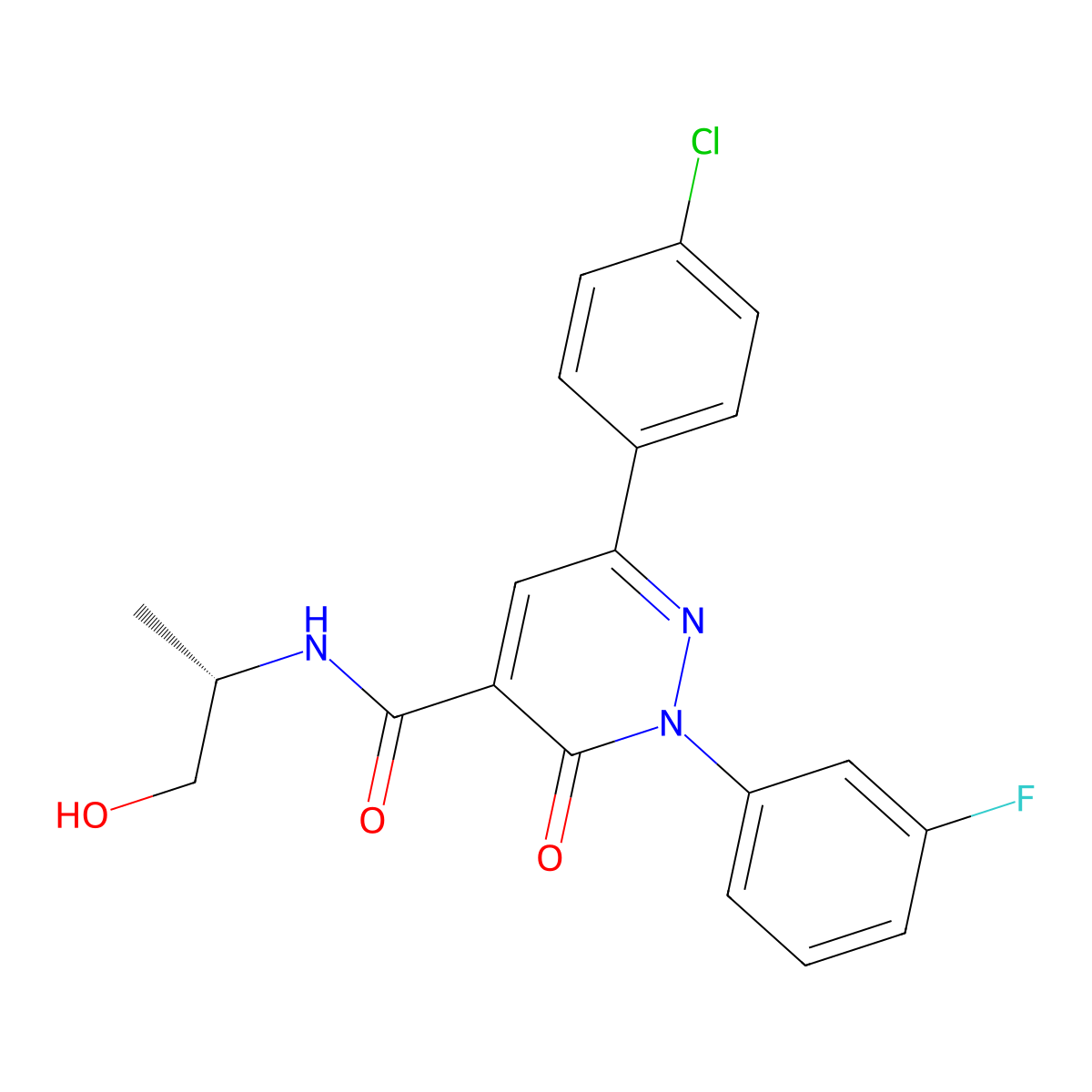 (S)-6-(4-Chlorophenyl)-2-(3-fluorophenyl)-N-(1-hydroxypropan-2-yl)-3-oxo-2,3-dihydropyridazine-4-carboxamide molecular structure, CAS 2162982-11-6