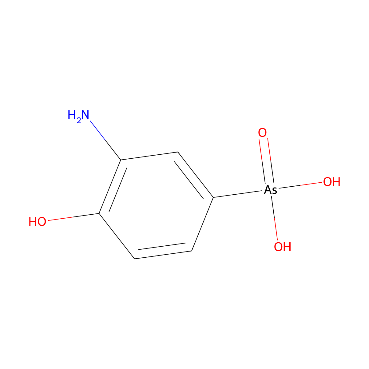 4-Hydroxy-3-aminophenylarsonic acid molecular structure, CAS 2163-77-1