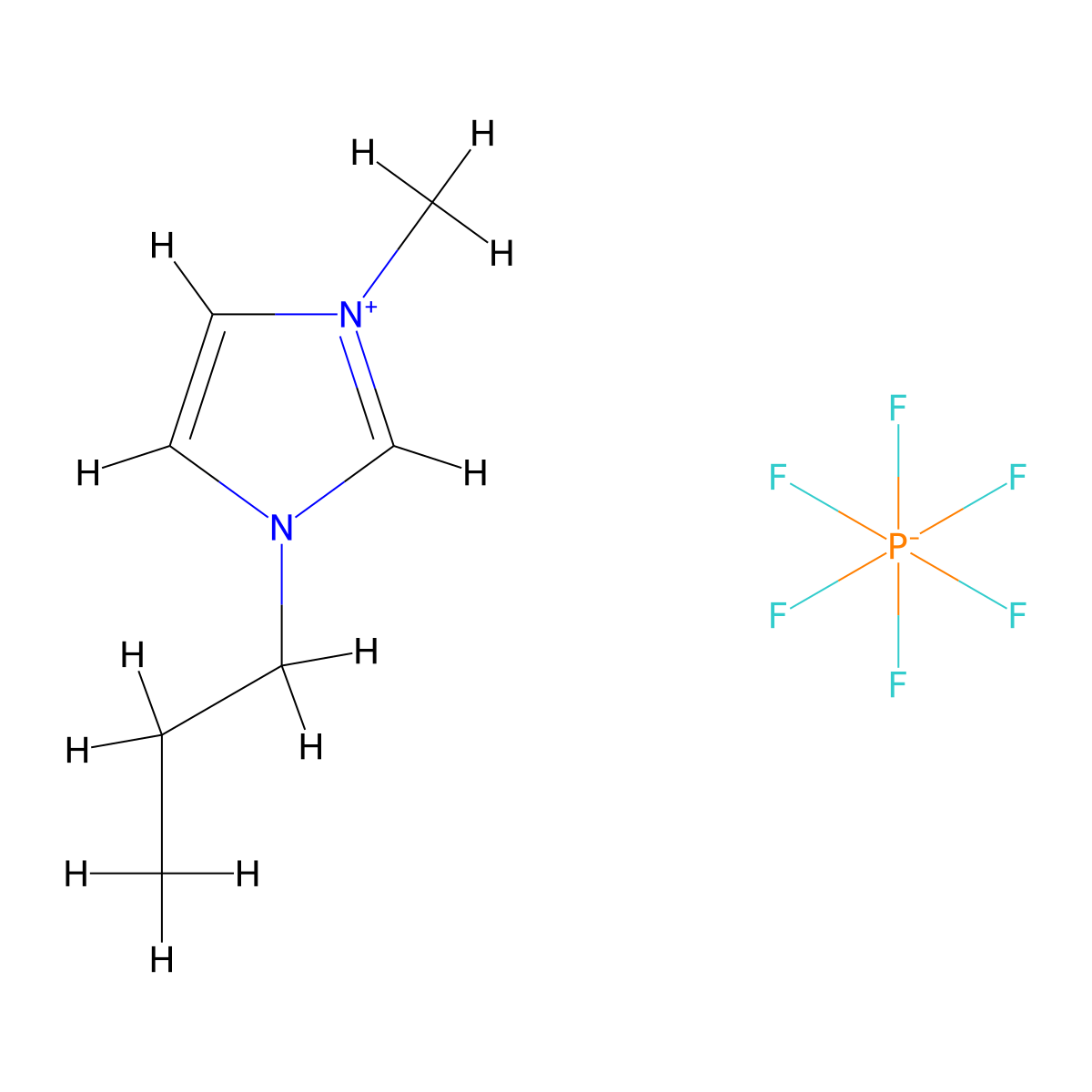 1-Methyl-3-propylimidazolium hexafluorophosphate molecular structure, CAS 216300-12-8