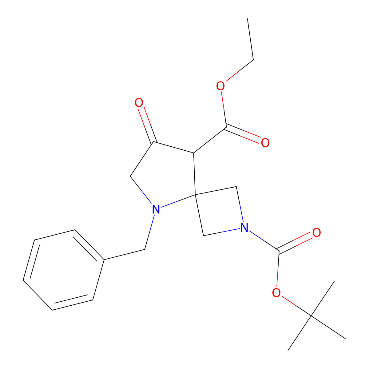 Ethyl 5-benzyl-2-boc-7-oxo-2,5-diazaspiro[3.4]octane-8-carboxylate molecular structure, CAS 2163007-42-7